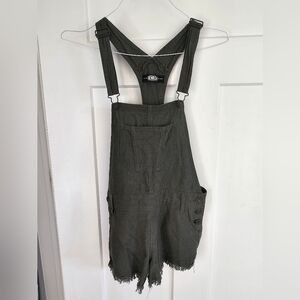 American Original Rewash Olive Green Overall Shorts With Pockets Small